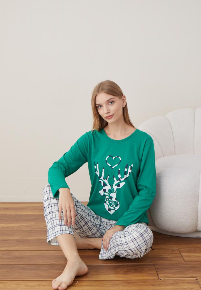 Pijama Dama Craciun ,maneca lunga ,pantaloni lungi,Engros